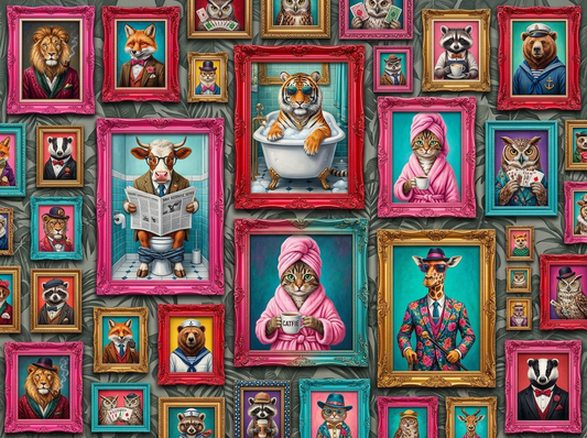 The Wild Salon Wallpaper Mural — Eclectic Animal Gallery