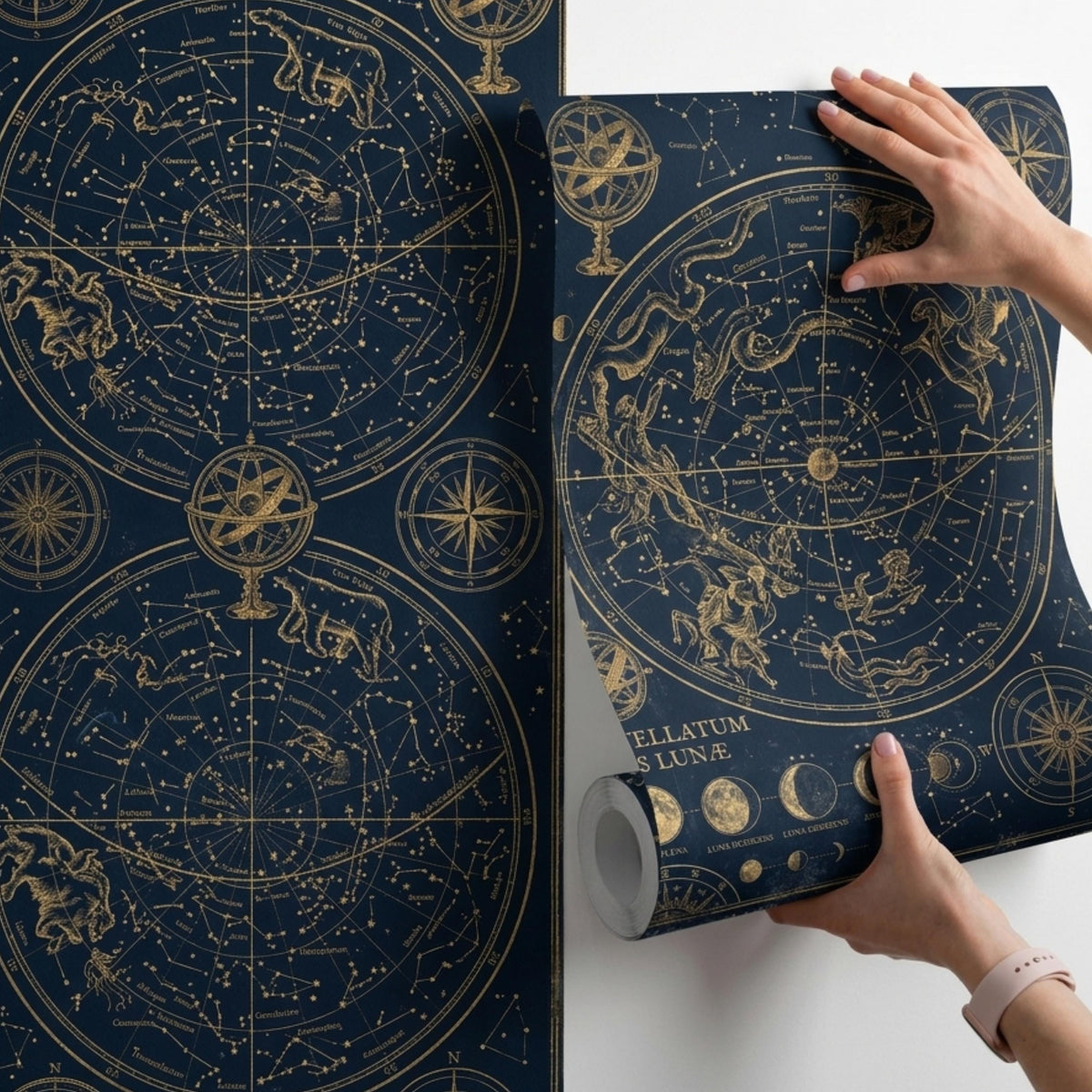 Celestial Constellation Map Mural – Vintage Navy Gold Star Wall Art (Dark Academia)