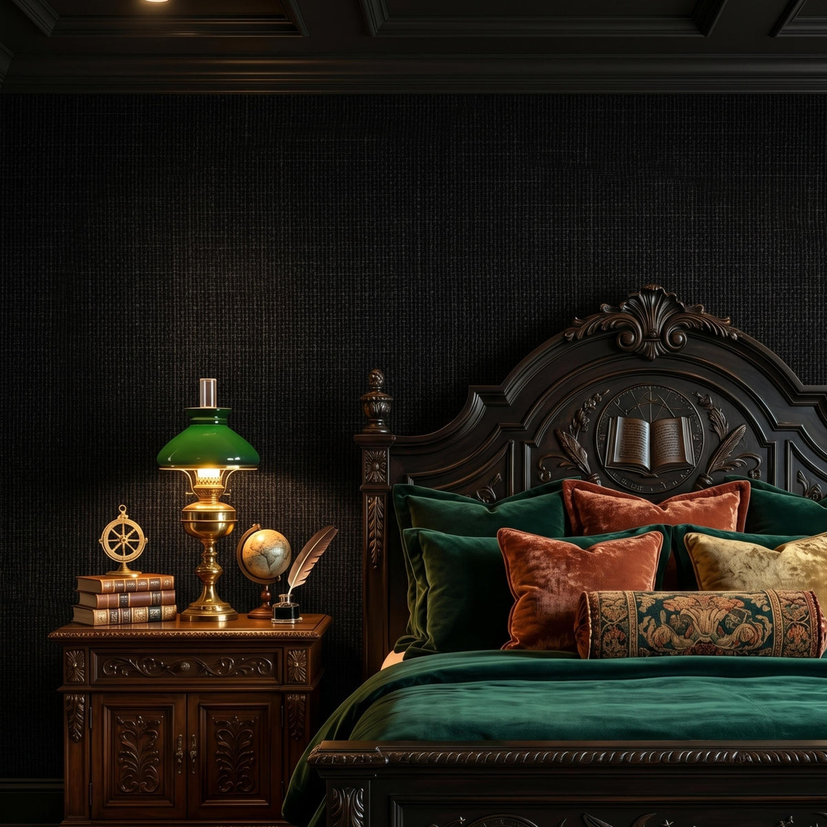 Black Grasscloth Texture Peel and Stick Wallpaper, Moody Dark Academia Home Decor, Modern Masculine Office Interior Design