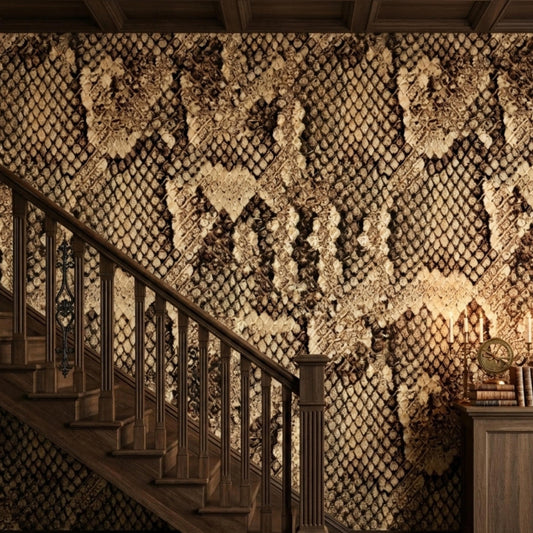Snakeskin Pattern Textured Wallpaper, Peel and Stick Wall Mural, Modern Animal Print Decor, Edgy Maximalist Wall Art