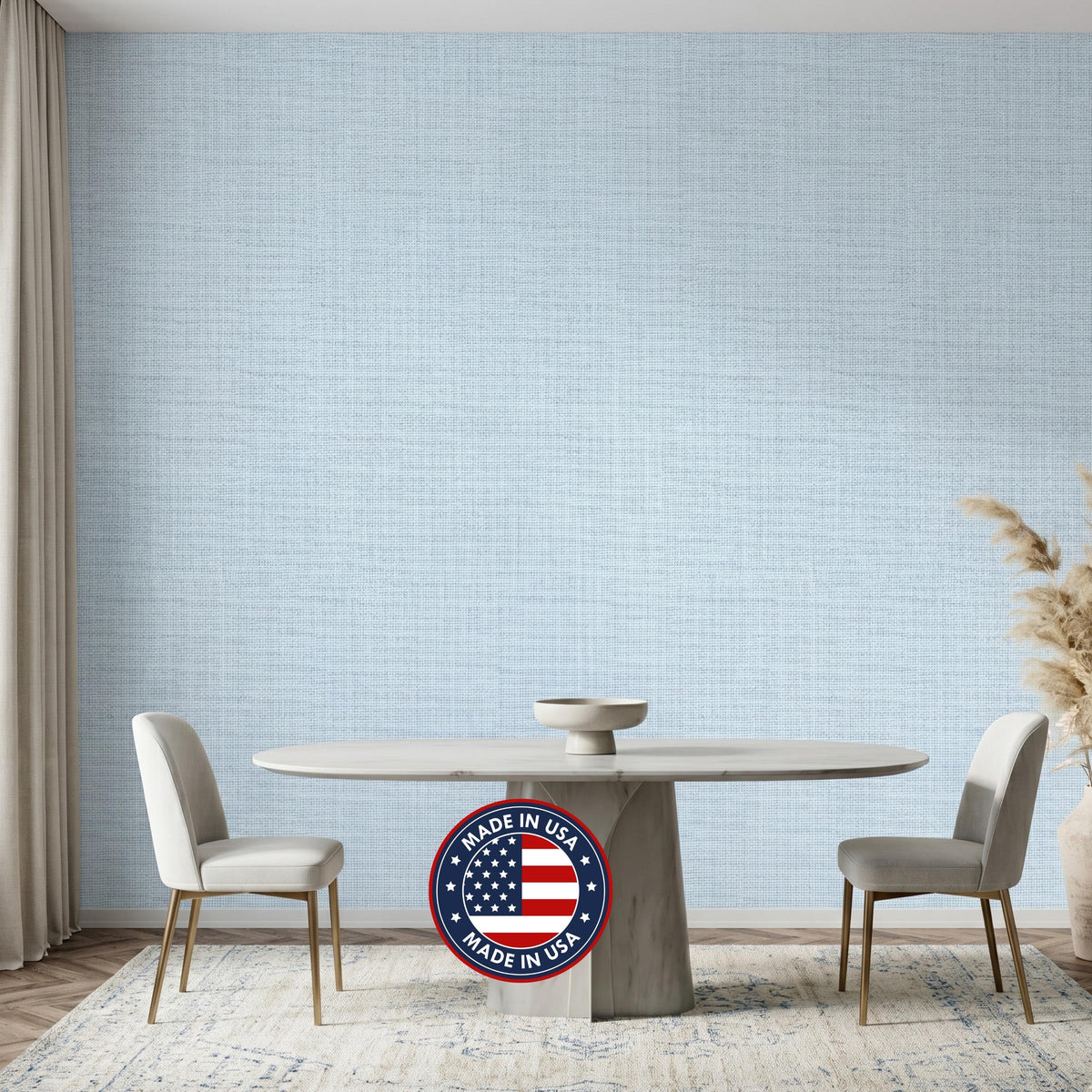 Linen Texture Light Blue Wallpaper, Faux Fabric Peel and Stick Mural, Modern Minimalist Wall Decor, Coastal Neutral Home Aesthetic