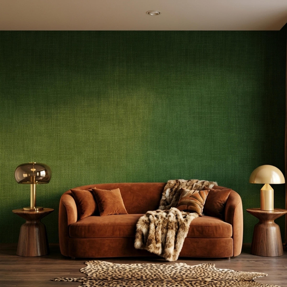 Green Linen Texture Wallpaper Peel and Stick Removable Wall Decal, Modern Grasscloth Kitchen Decor, Minimalist Textured Wall Mural