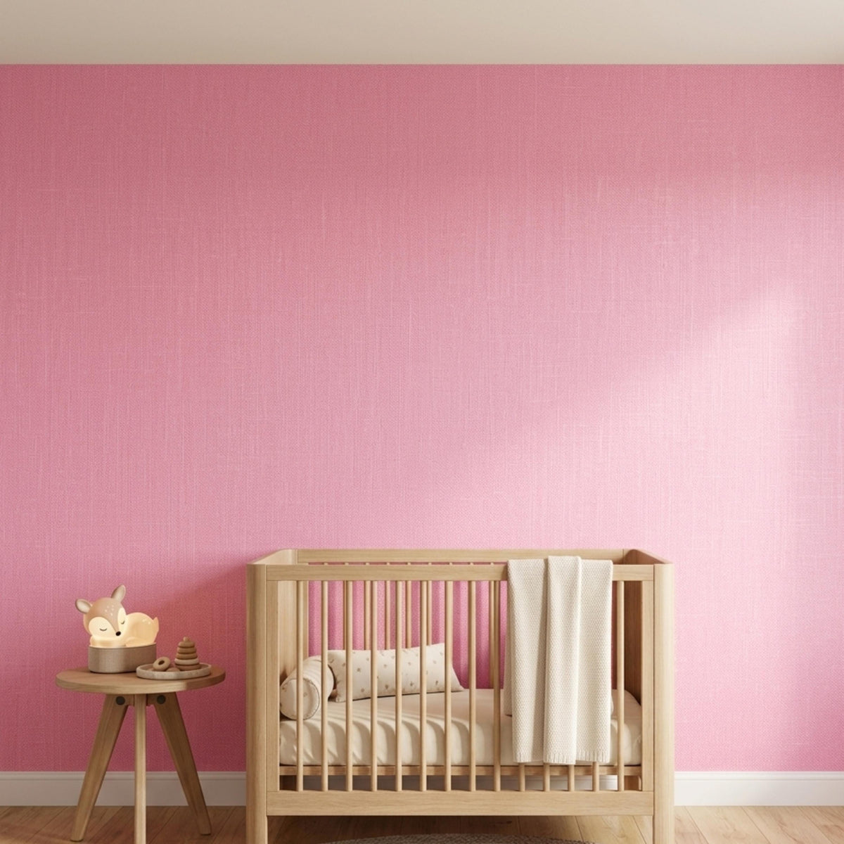 Pink Linen Texture Wallpaper, Faux Grasscloth Fabric Wall Mural, Modern Nursery Decor, Minimalist Pastel Home Aesthetic