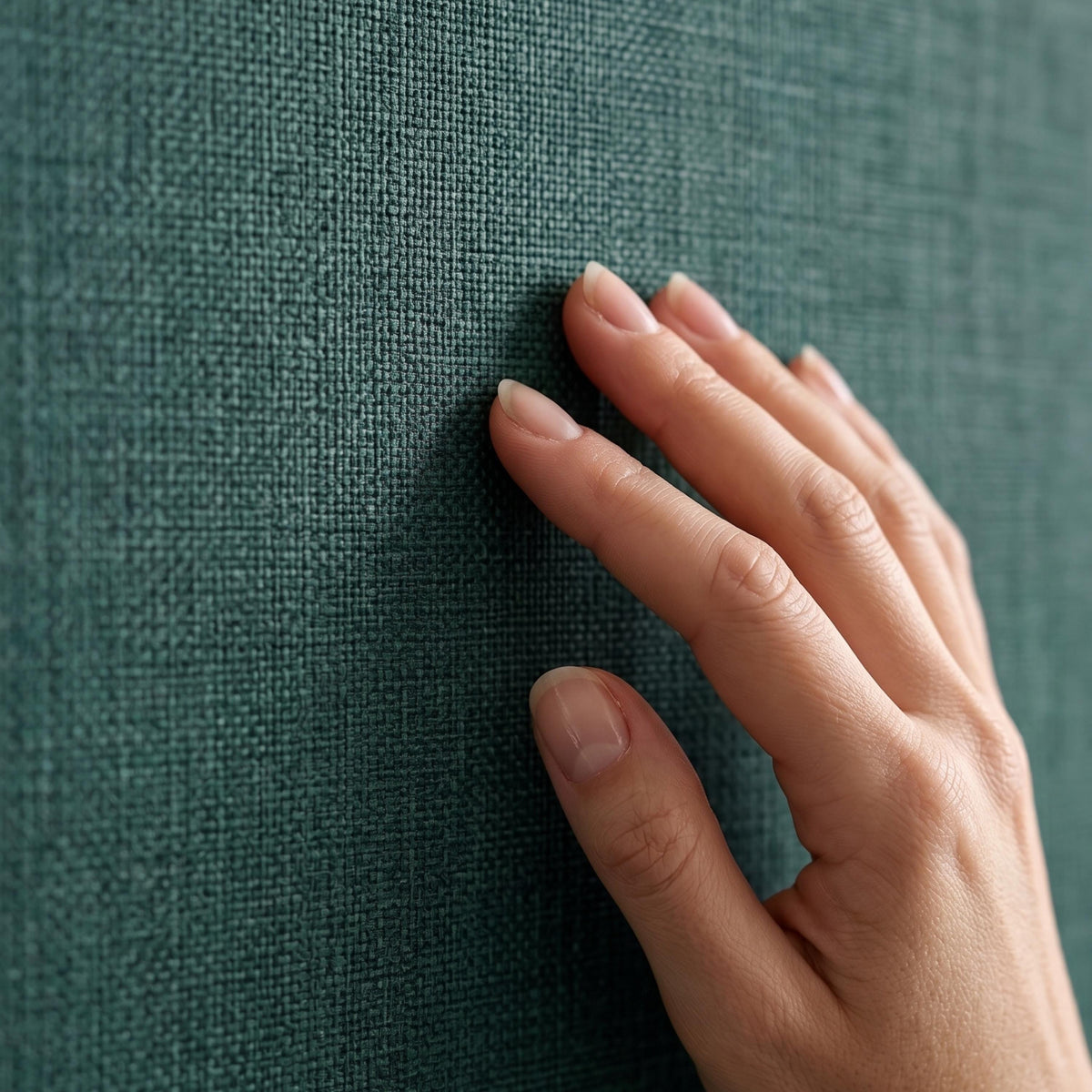 Linen Texture Emerald Green Wallpaper Peel and Stick, Faux Fabric Wall Mural Decor, Modern Grasscloth Style Aesthetic