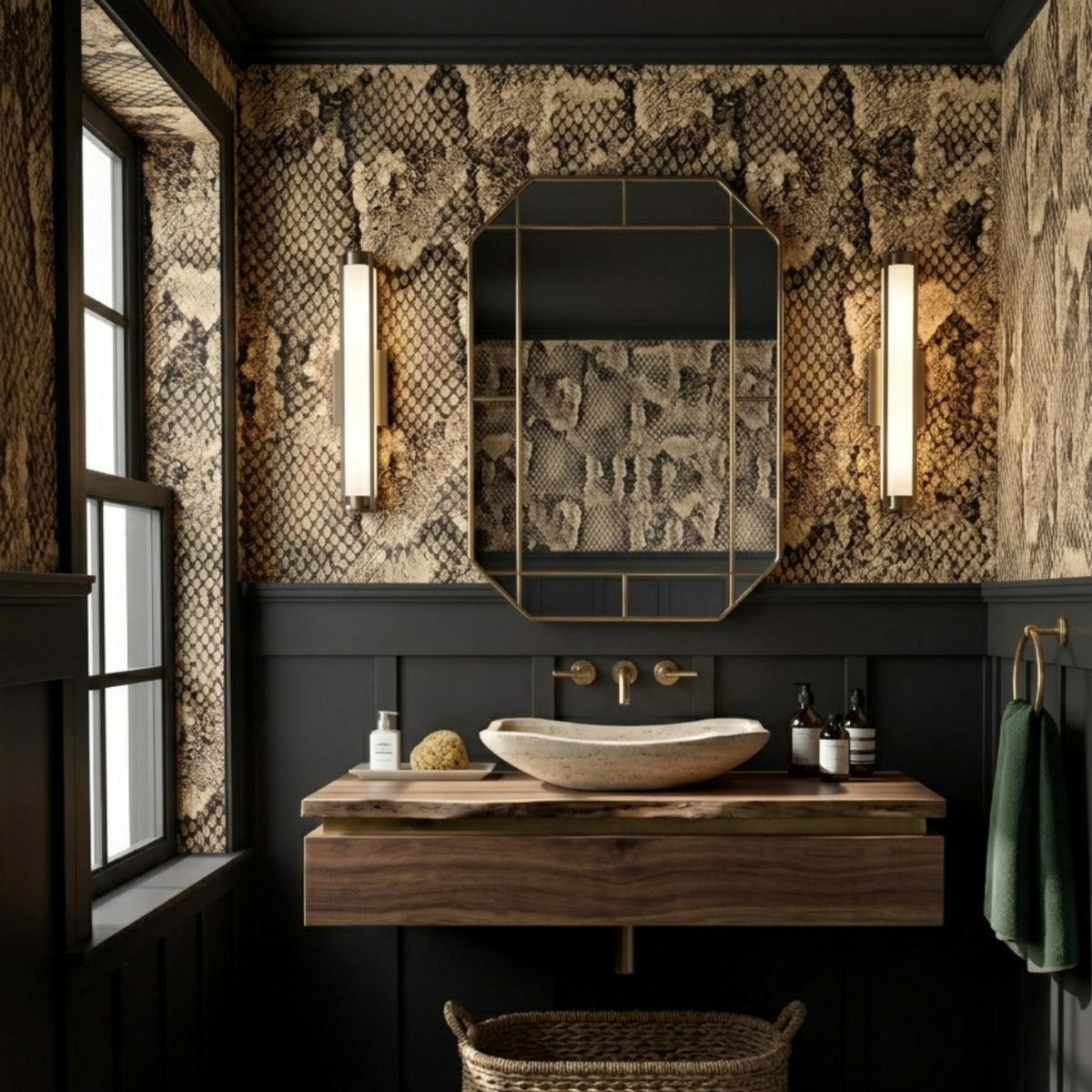 Snakeskin Pattern Textured Wallpaper, Peel and Stick Wall Mural, Modern Animal Print Decor, Edgy Maximalist Wall Art