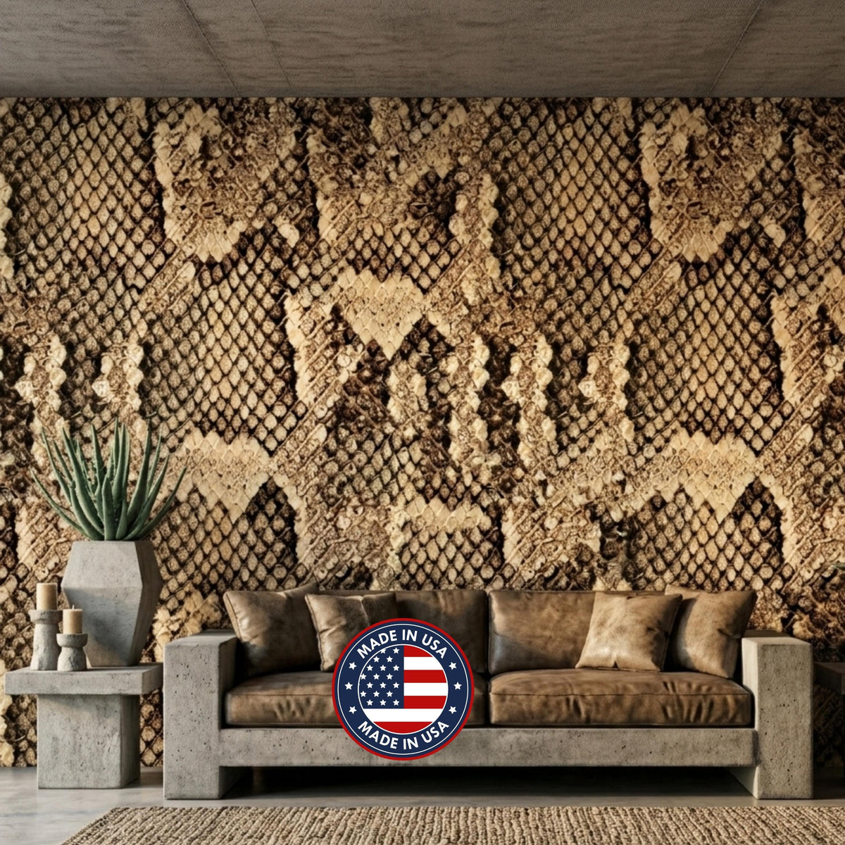 Snakeskin Pattern Textured Wallpaper, Peel and Stick Wall Mural, Modern Animal Print Decor, Edgy Maximalist Wall Art