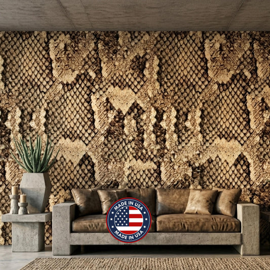 Snakeskin Pattern Textured Wallpaper, Peel and Stick Wall Mural, Modern Animal Print Decor, Edgy Maximalist Wall Art
