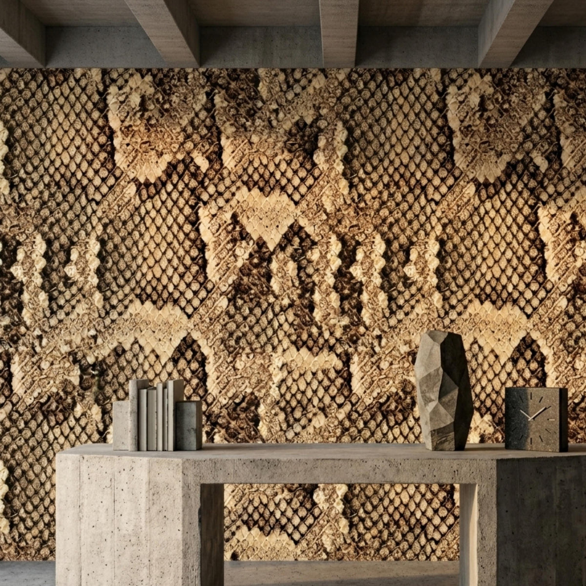 Snakeskin Pattern Textured Wallpaper, Peel and Stick Wall Mural, Modern Animal Print Decor, Edgy Maximalist Wall Art