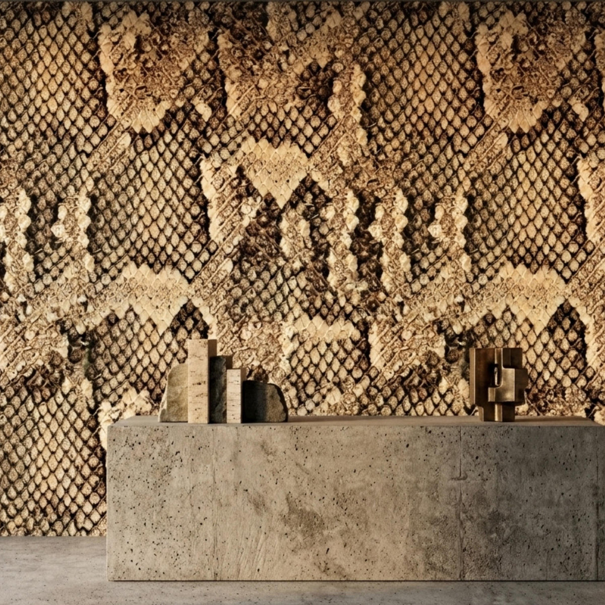 Snakeskin Pattern Textured Wallpaper, Peel and Stick Wall Mural, Modern Animal Print Decor, Edgy Maximalist Wall Art
