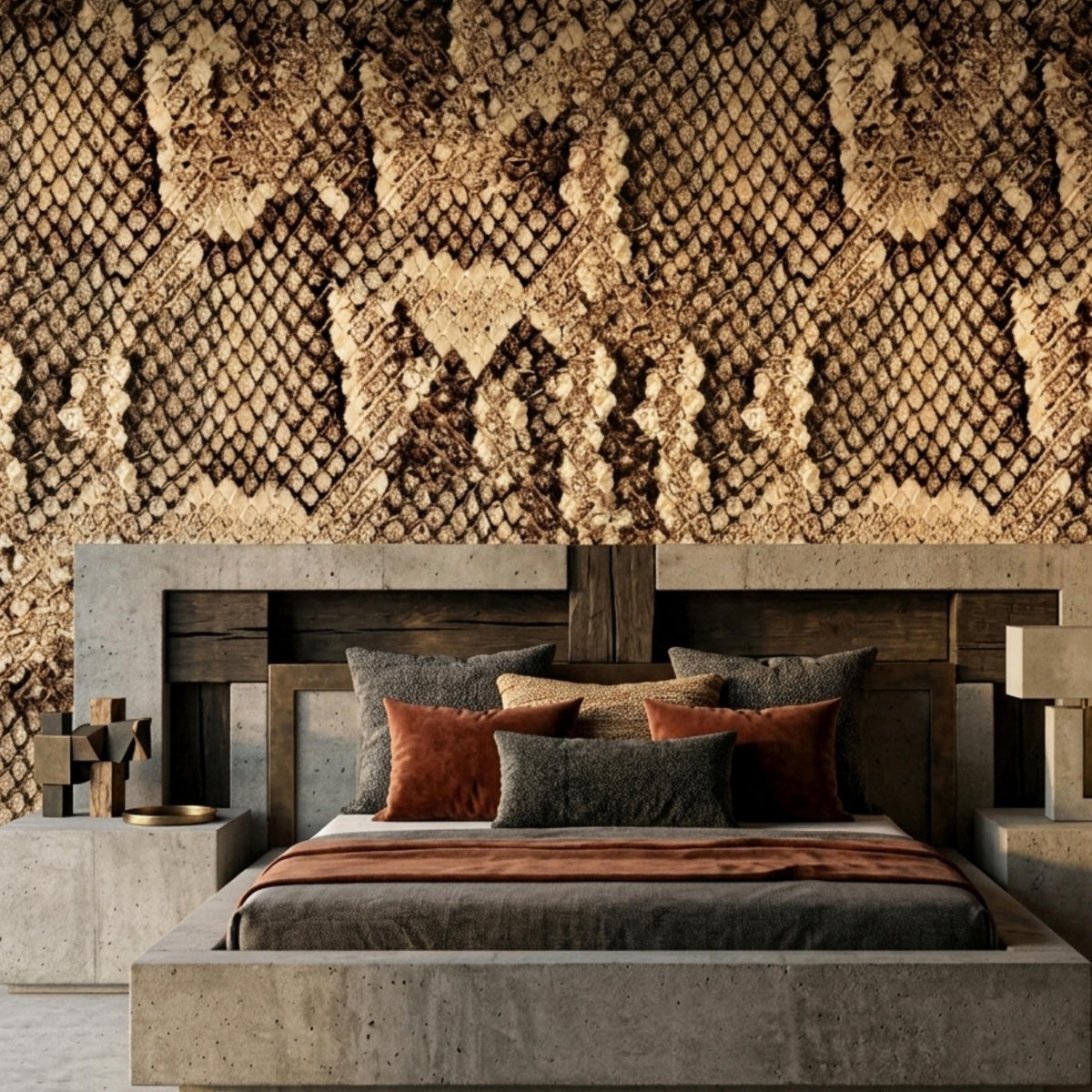 Snakeskin Pattern Textured Wallpaper, Peel and Stick Wall Mural, Modern Animal Print Decor, Edgy Maximalist Wall Art