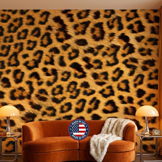 Leopard Print Maximalist Wallpaper Mural, Safari Animal Print Decor, Exotic Jungle Accent Wall, Bold Eclectic Home Aesthetics
