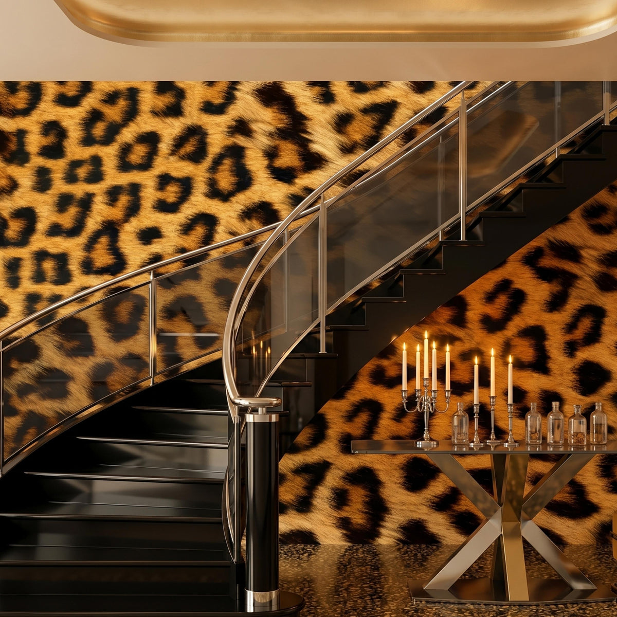 Leopard Print Maximalist Wallpaper Mural, Safari Animal Print Decor, Exotic Jungle Accent Wall, Bold Eclectic Home Aesthetics