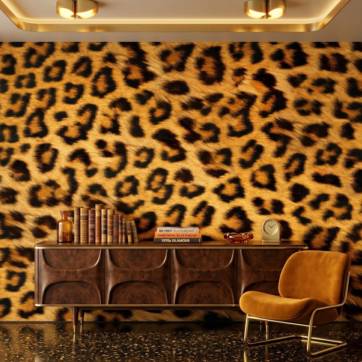 Leopard Print Maximalist Wallpaper Mural, Safari Animal Print Decor, Exotic Jungle Accent Wall, Bold Eclectic Home Aesthetics