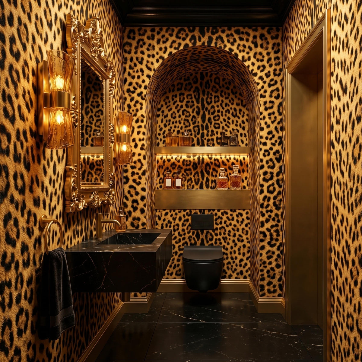 Leopard Print Maximalist Wallpaper Mural, Safari Animal Print Decor, Exotic Jungle Accent Wall, Bold Eclectic Home Aesthetics