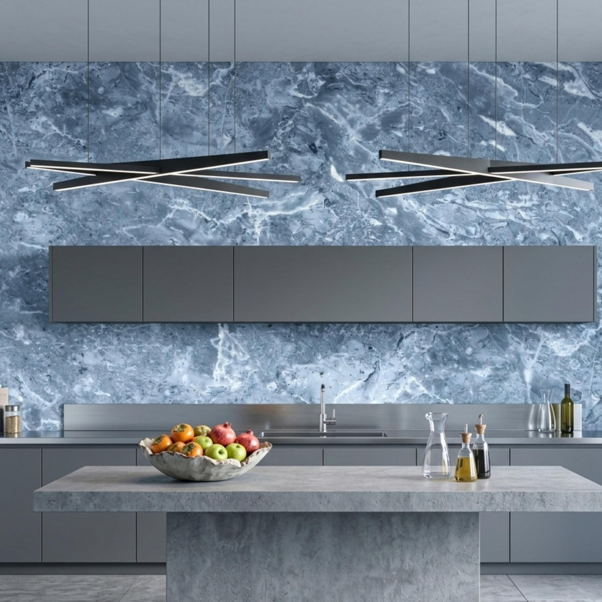 Blue Marble Texture Peel and Stick Wallpaper, Modern Luxury Wall Mural, Abstract Stone Bathroom Decor