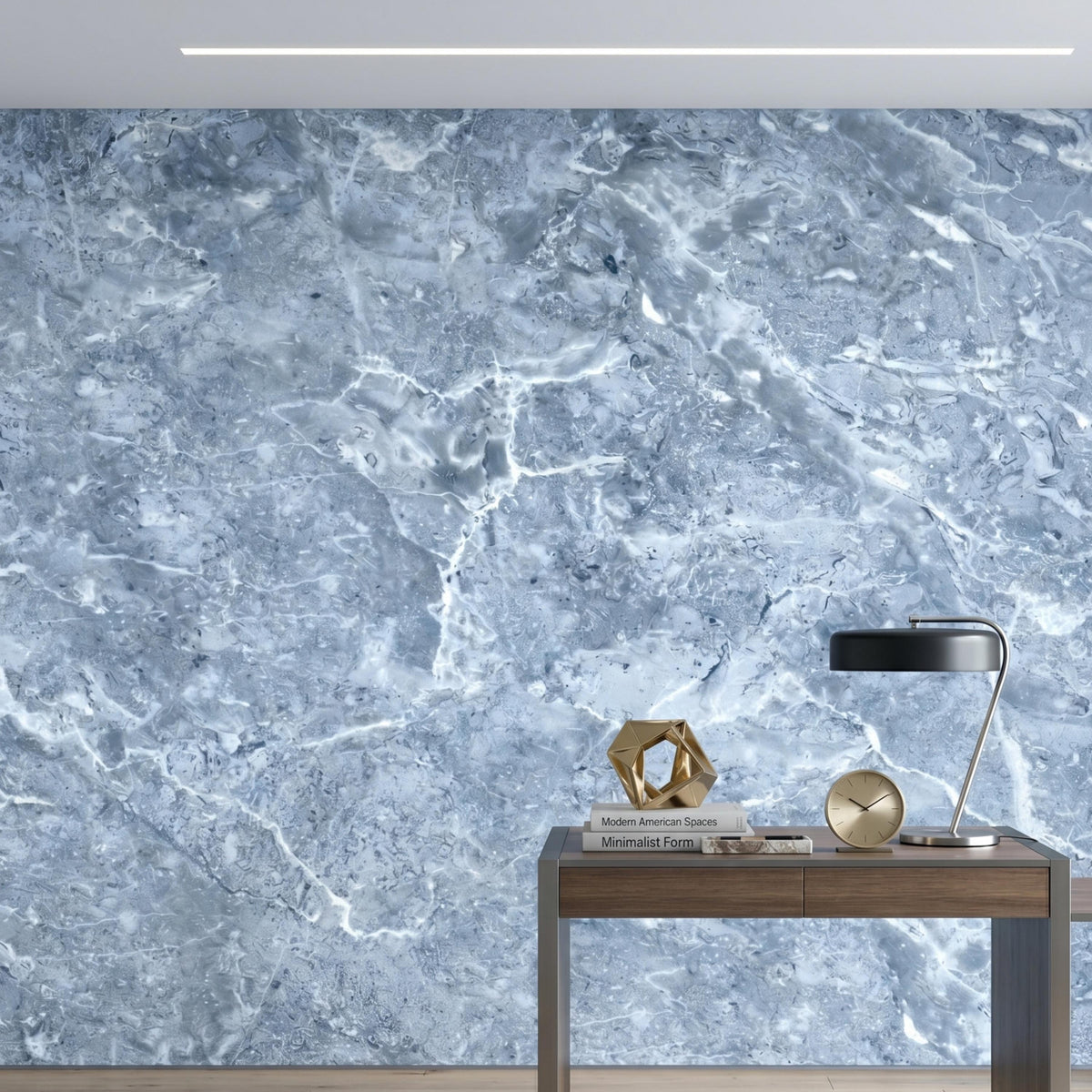 Blue Marble Texture Peel and Stick Wallpaper, Modern Luxury Wall Mural, Abstract Stone Bathroom Decor