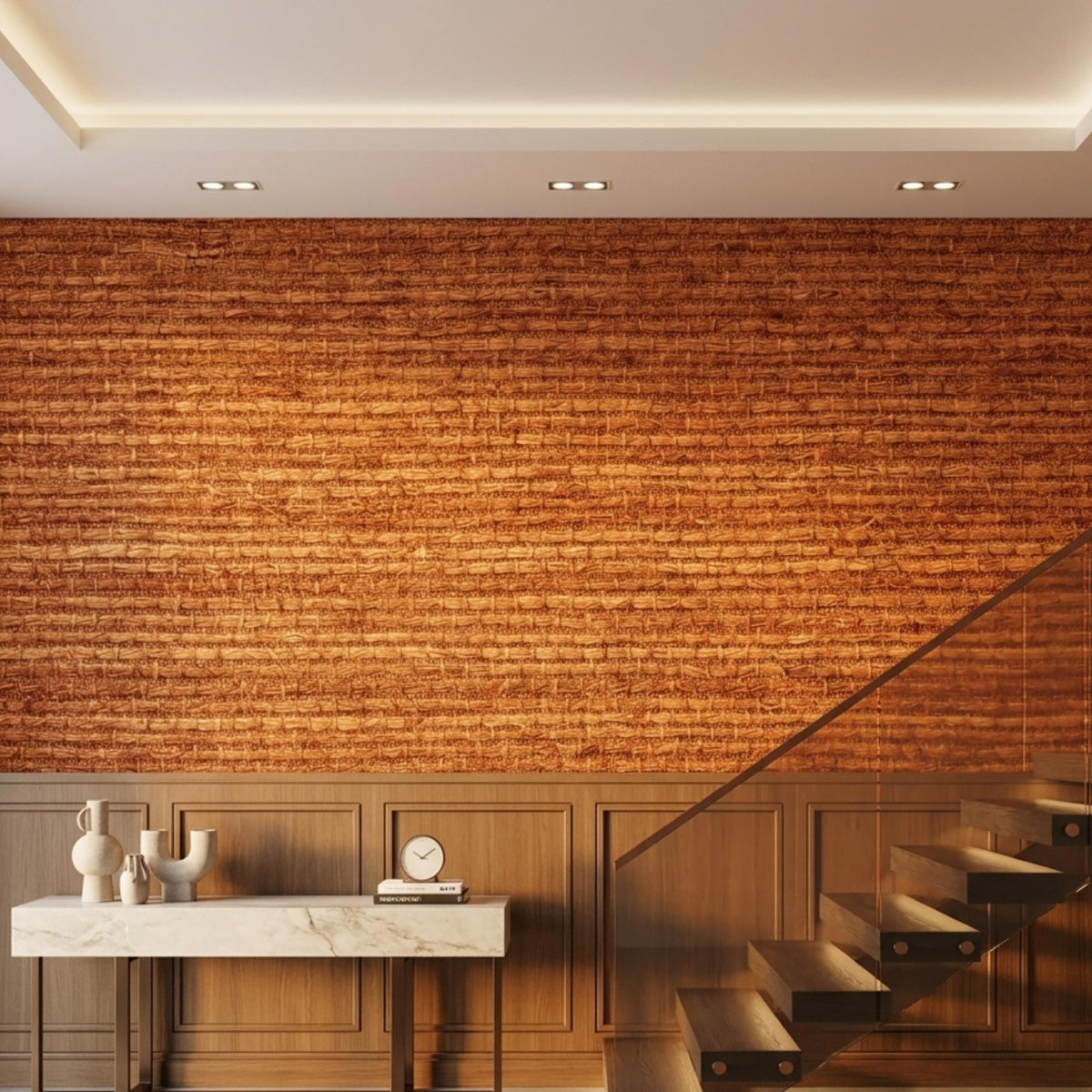 Rustic Woven Grasscloth Texture Wallpaper, Natural Organic Wall Decor, Modern Living Room Accent