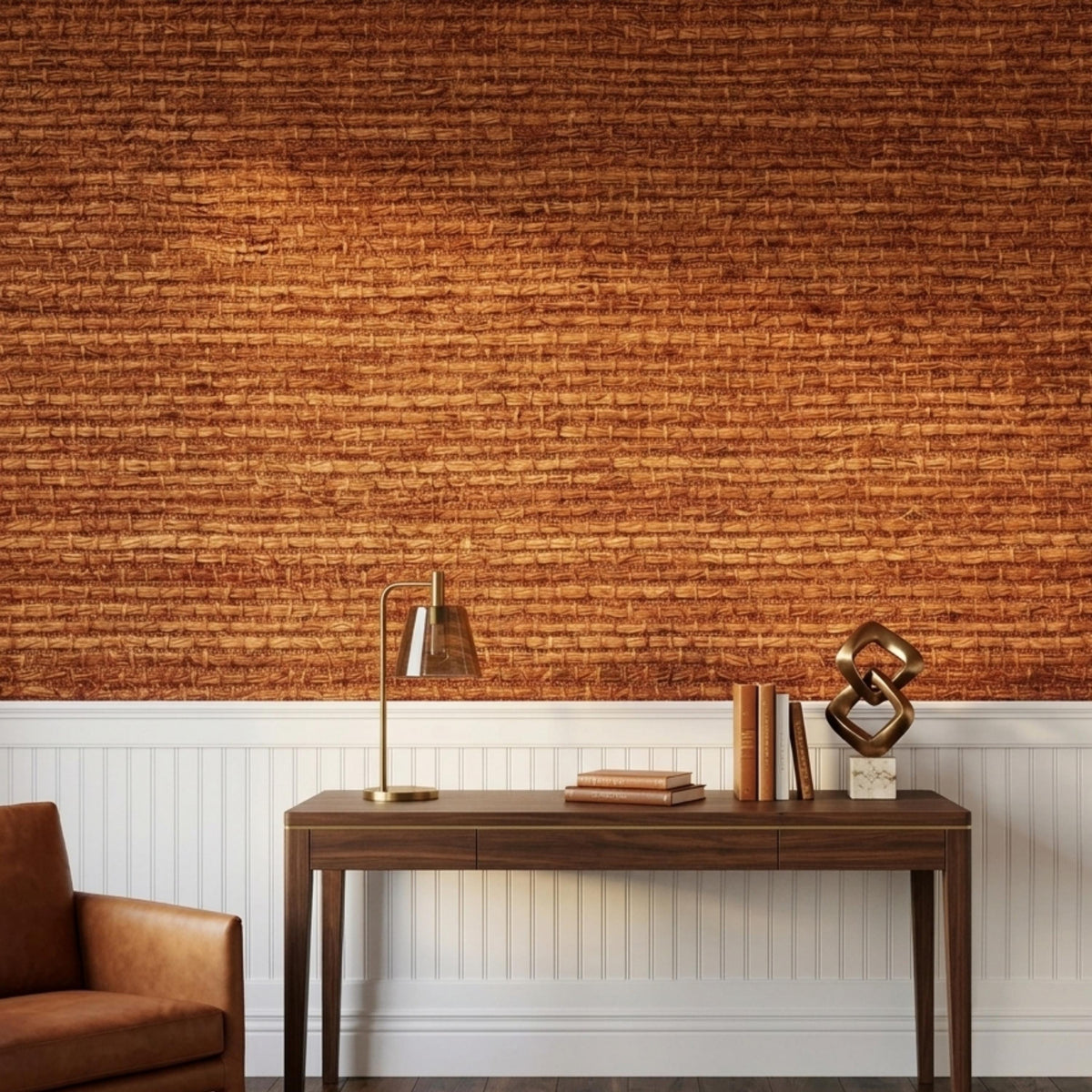 Rustic Woven Grasscloth Texture Wallpaper, Natural Organic Wall Decor, Modern Living Room Accent