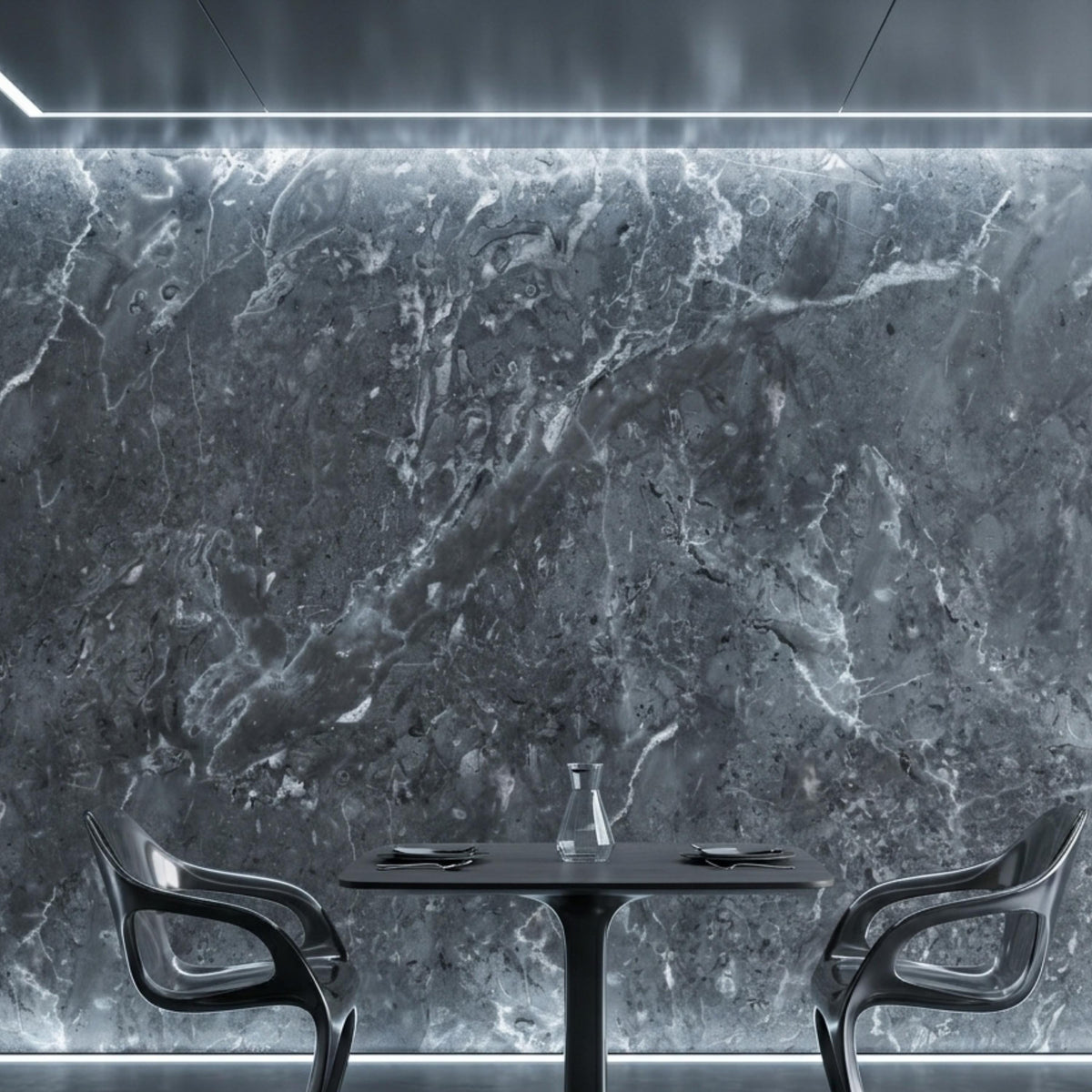 Dark Grey Marble Pattern Wallpaper Mural, Modern Luxury Stone Wall Decor, Minimalist Industrial Accent Wall