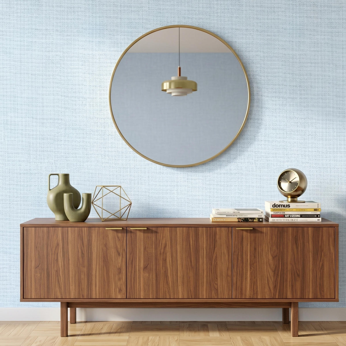 Linen Texture Light Blue Wallpaper, Faux Fabric Peel and Stick Mural, Modern Minimalist Wall Decor, Coastal Neutral Home Aesthetic