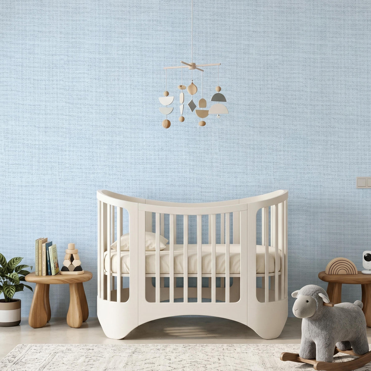 Linen Texture Light Blue Wallpaper, Faux Fabric Peel and Stick Mural, Modern Minimalist Wall Decor, Coastal Neutral Home Aesthetic