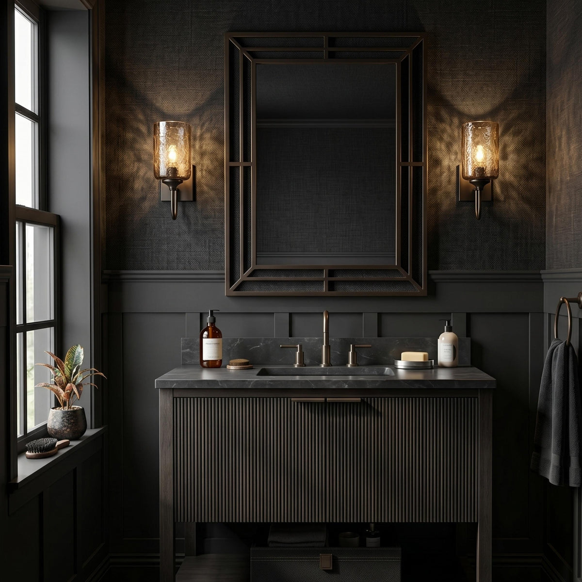 Black Grasscloth Texture Peel and Stick Wallpaper, Moody Dark Academia Home Decor, Modern Masculine Office Interior Design