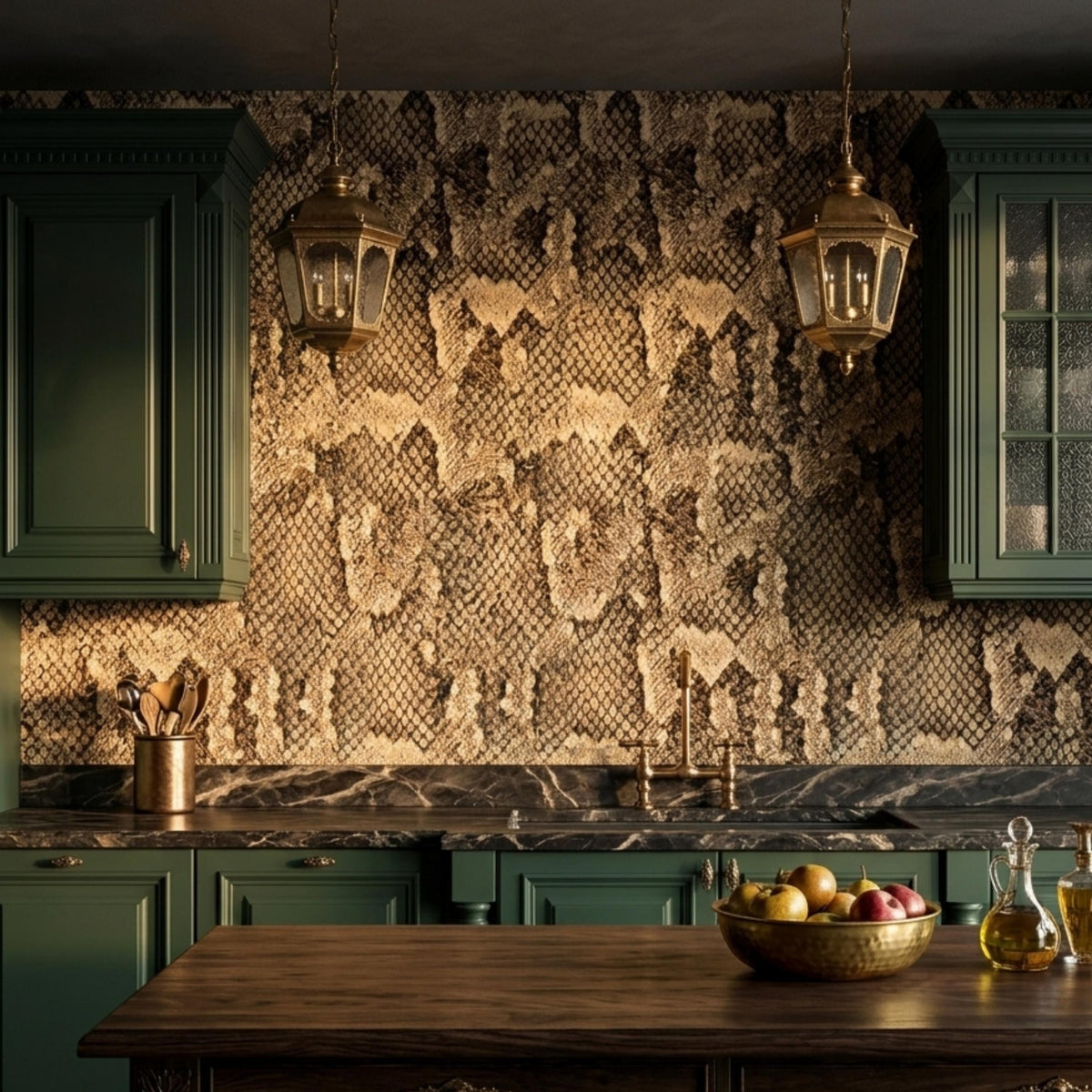 Snakeskin Pattern Textured Wallpaper, Peel and Stick Wall Mural, Modern Animal Print Decor, Edgy Maximalist Wall Art