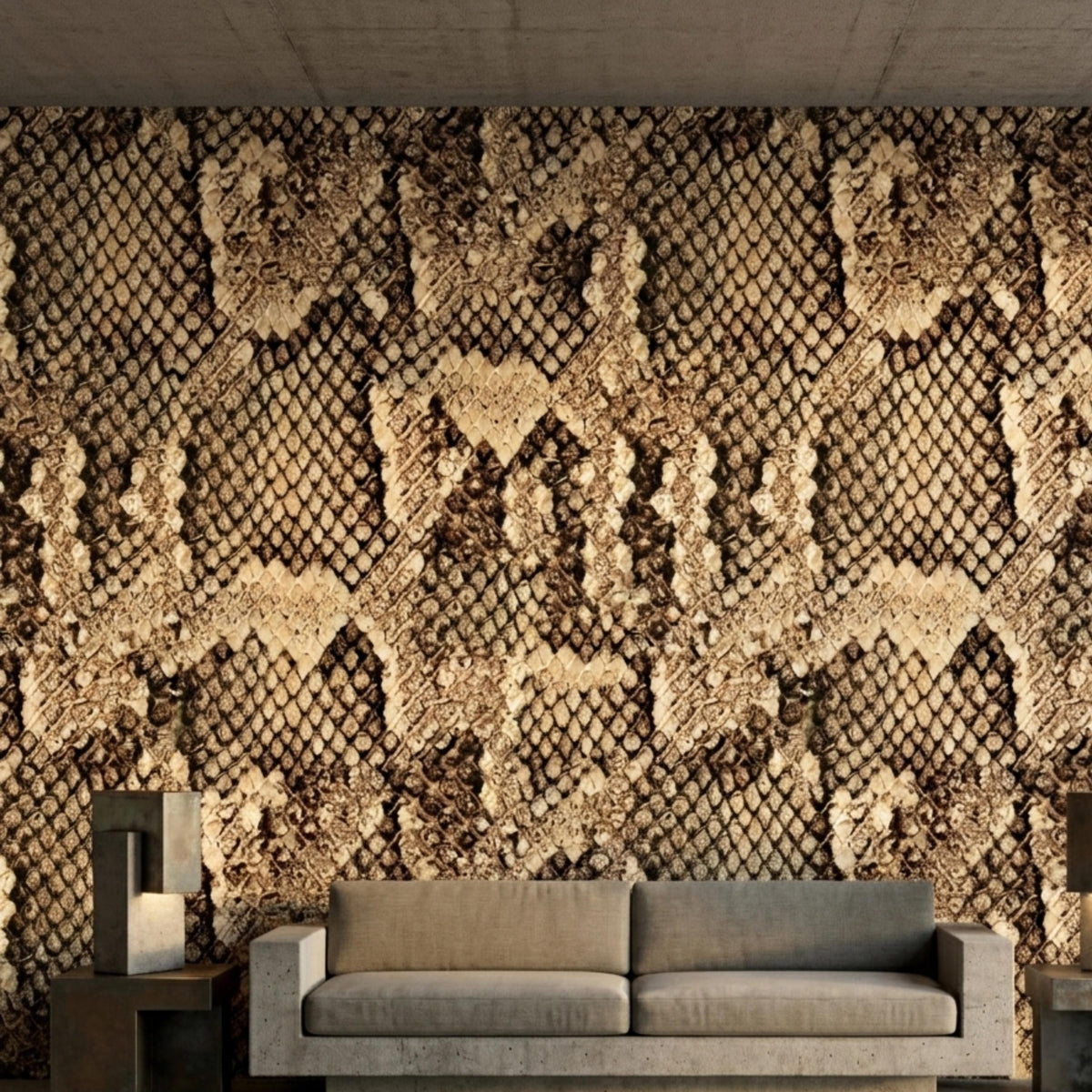 Snakeskin Pattern Textured Wallpaper, Peel and Stick Wall Mural, Modern Animal Print Decor, Edgy Maximalist Wall Art