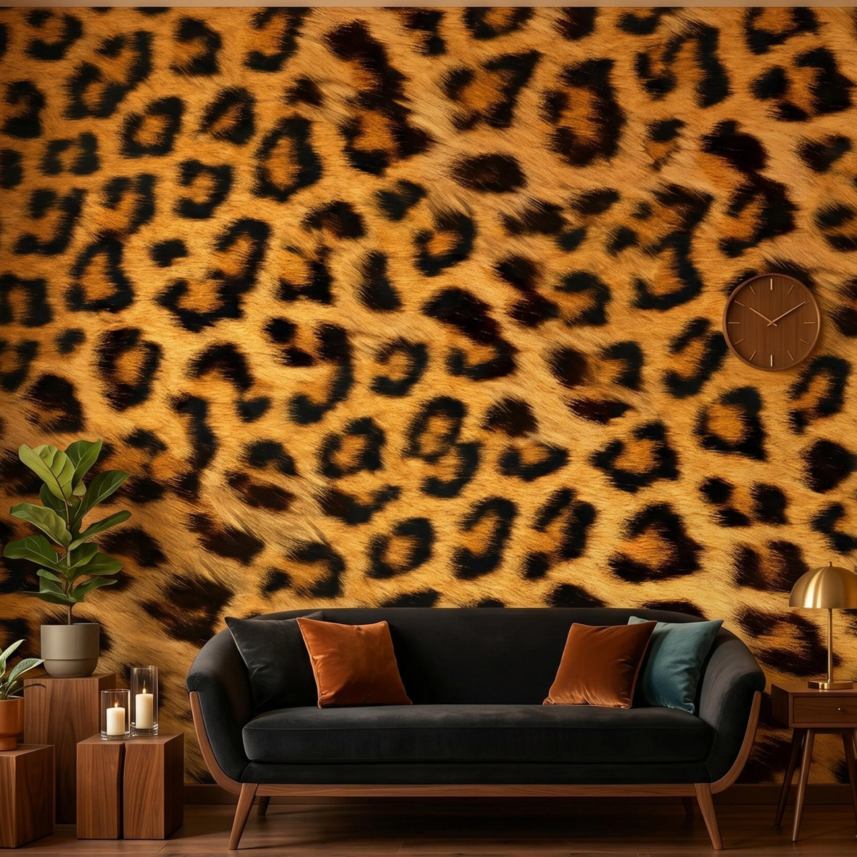 Leopard Print Maximalist Wallpaper Mural, Safari Animal Print Decor, Exotic Jungle Accent Wall, Bold Eclectic Home Aesthetics