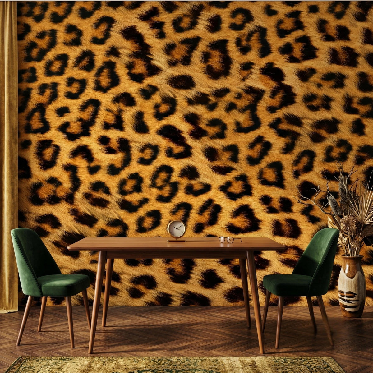Leopard Print Maximalist Wallpaper Mural, Safari Animal Print Decor, Exotic Jungle Accent Wall, Bold Eclectic Home Aesthetics