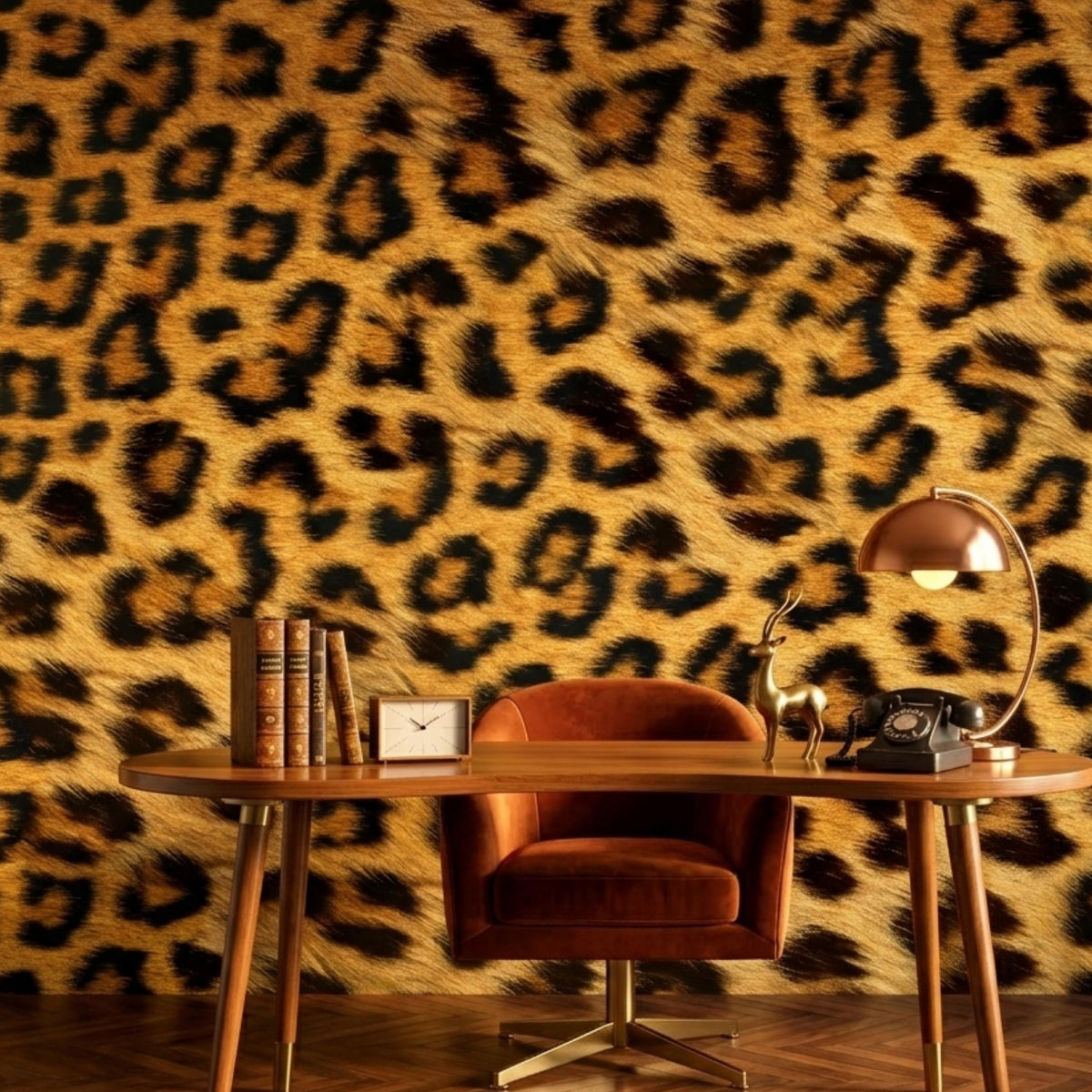 Leopard Print Maximalist Wallpaper Mural, Safari Animal Print Decor, Exotic Jungle Accent Wall, Bold Eclectic Home Aesthetics