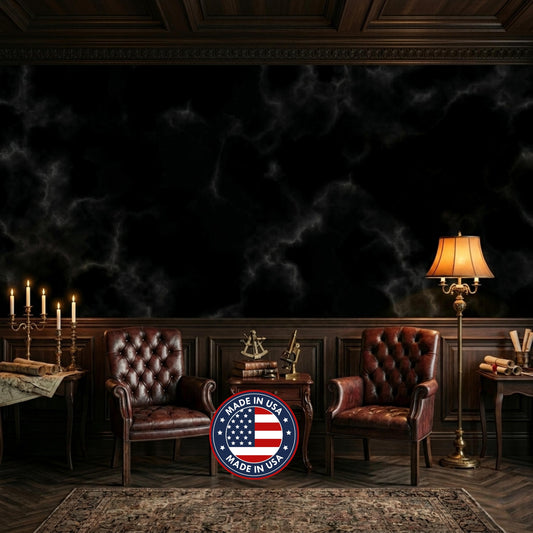 Dark Black Marble Texture Wallpaper Mural, Smoky Moody Wall Decor, Sophisticated Library Accent, Luxury Home Office Aesthetic