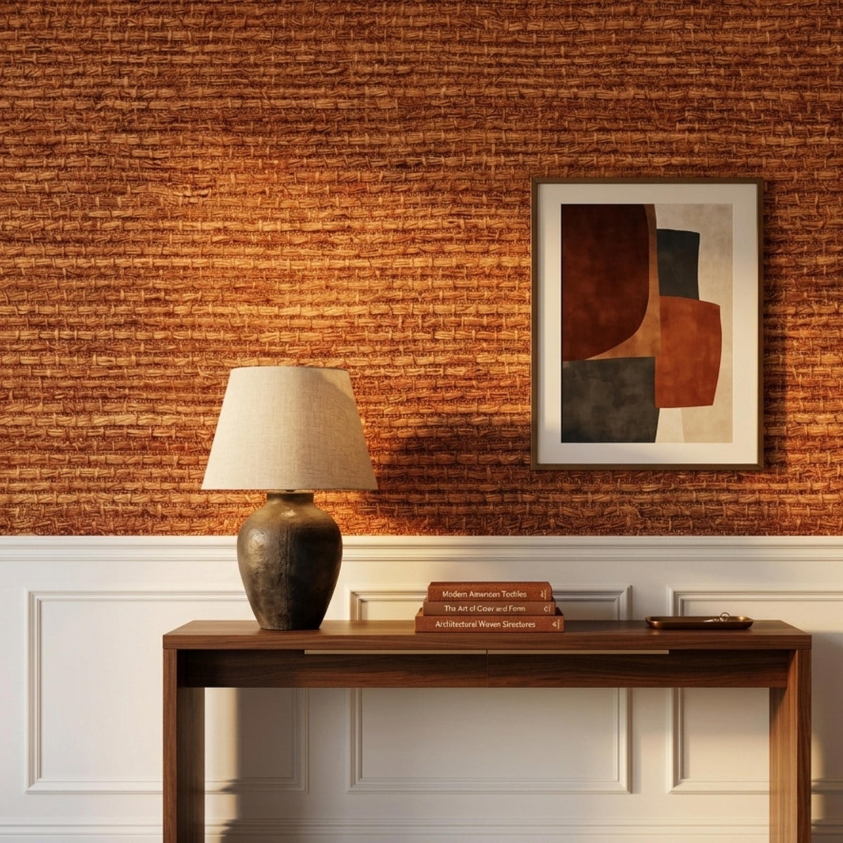 Rustic Woven Grasscloth Texture Wallpaper, Natural Organic Wall Decor, Modern Living Room Accent