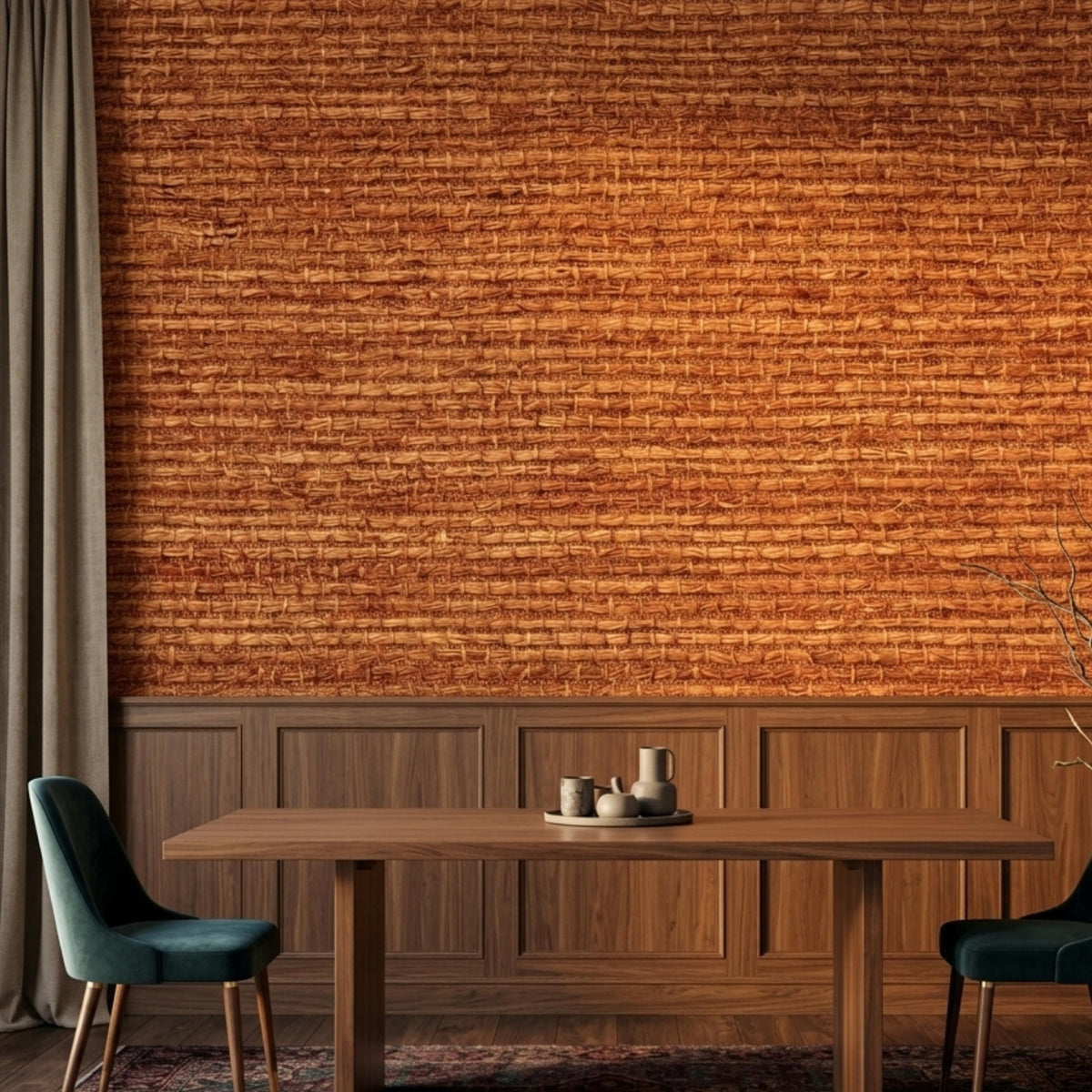 Rustic Woven Grasscloth Texture Wallpaper, Natural Organic Wall Decor, Modern Living Room Accent