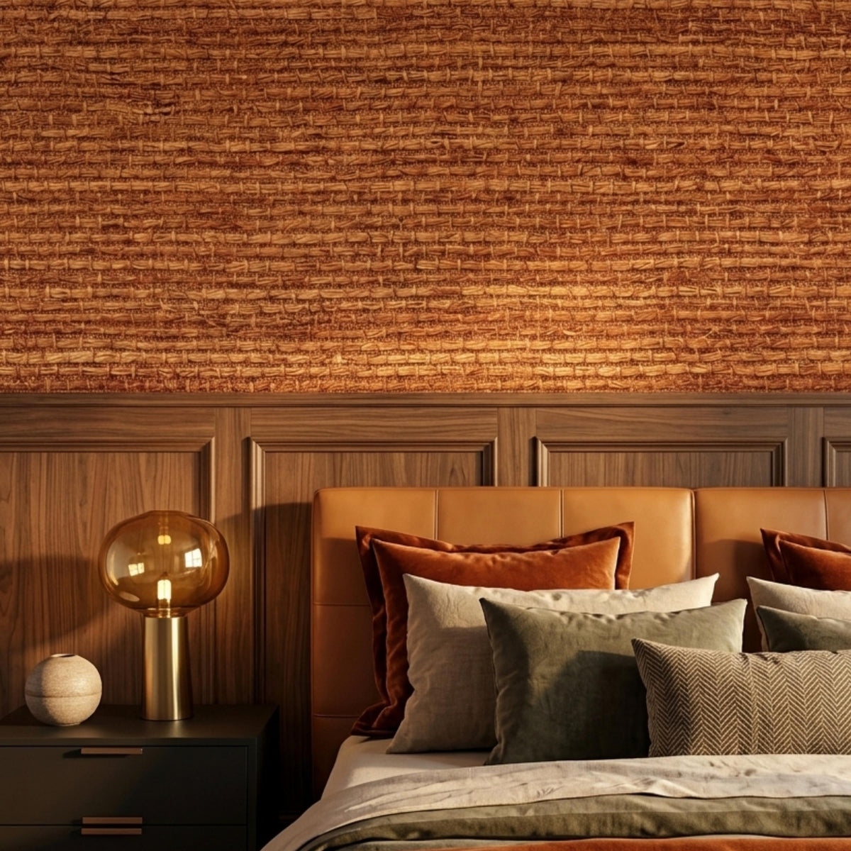 Rustic Woven Grasscloth Texture Wallpaper, Natural Organic Wall Decor, Modern Living Room Accent