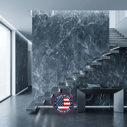 Dark Grey Marble Pattern Wallpaper Mural, Modern Luxury Stone Wall Decor, Minimalist Industrial Accent Wall