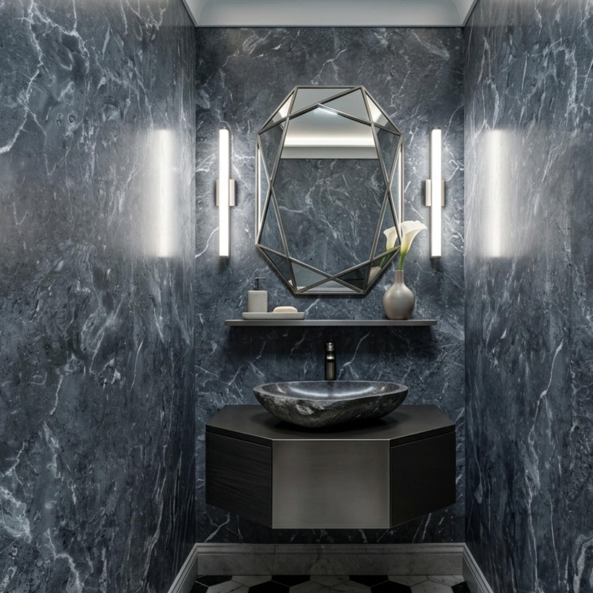Dark Grey Marble Pattern Wallpaper Mural, Modern Luxury Stone Wall Decor, Minimalist Industrial Accent Wall