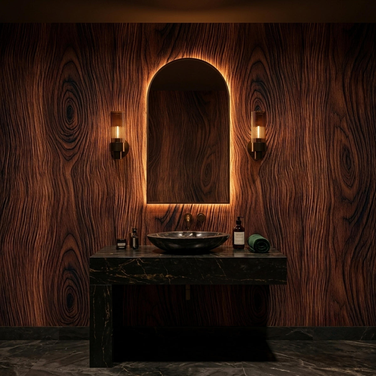 Rustic Brown Wood Grain Wallpaper Mural, Modern Cabin Wall Decor, Organic Texture Office Accent, Farmhouse Faux Wood Look Peel and Stick