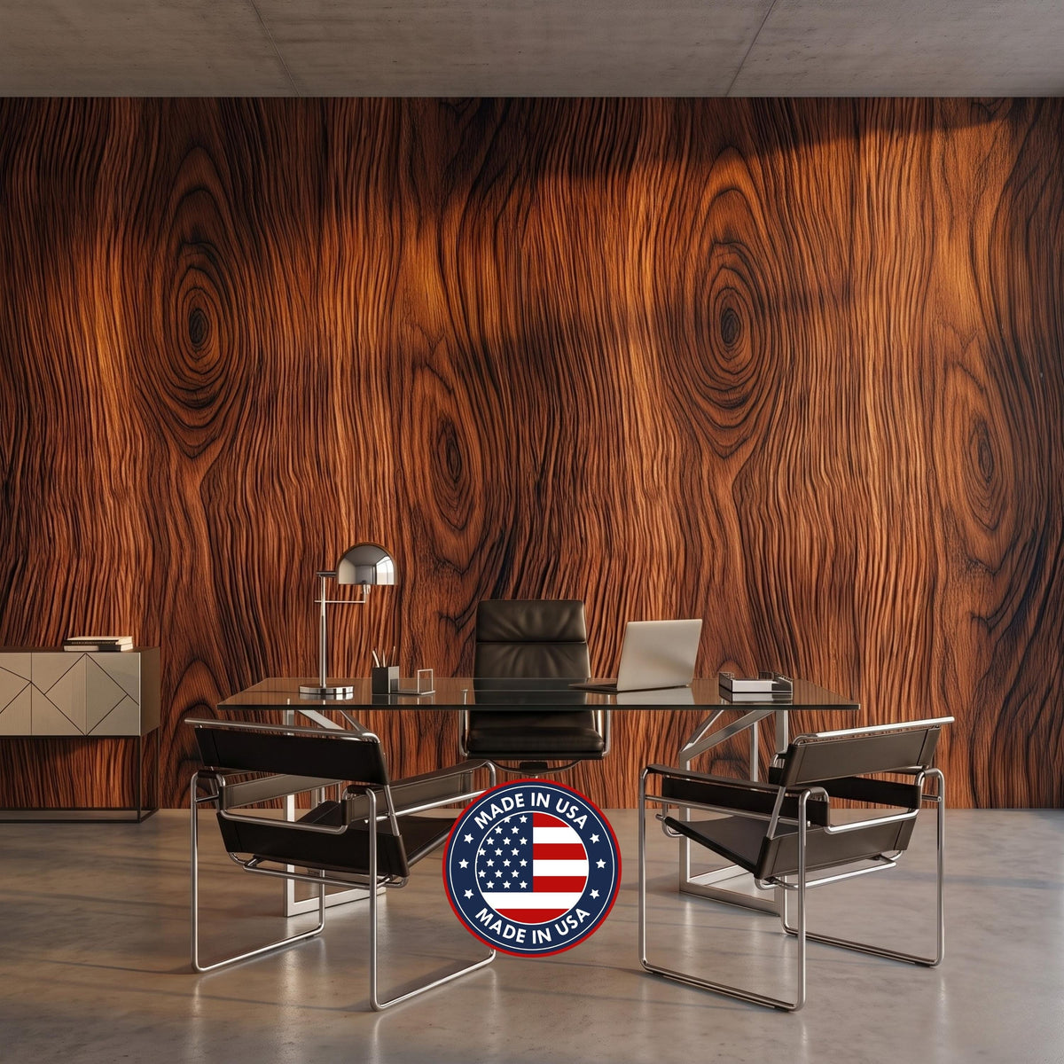 Rustic Brown Wood Grain Wallpaper Mural, Modern Cabin Wall Decor, Organic Texture Office Accent, Farmhouse Faux Wood Look Peel and Stick