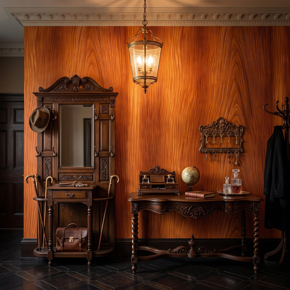 Natural Wood Grain Rustic Wallpaper Mural, Mid Century Modern Decor, Warm Cedar Wood Texture, Peel and Stick Accent Wall