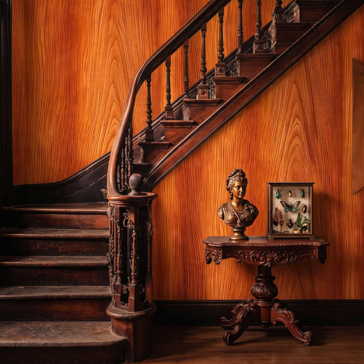 Natural Wood Grain Rustic Wallpaper Mural, Mid Century Modern Decor, Warm Cedar Wood Texture, Peel and Stick Accent Wall