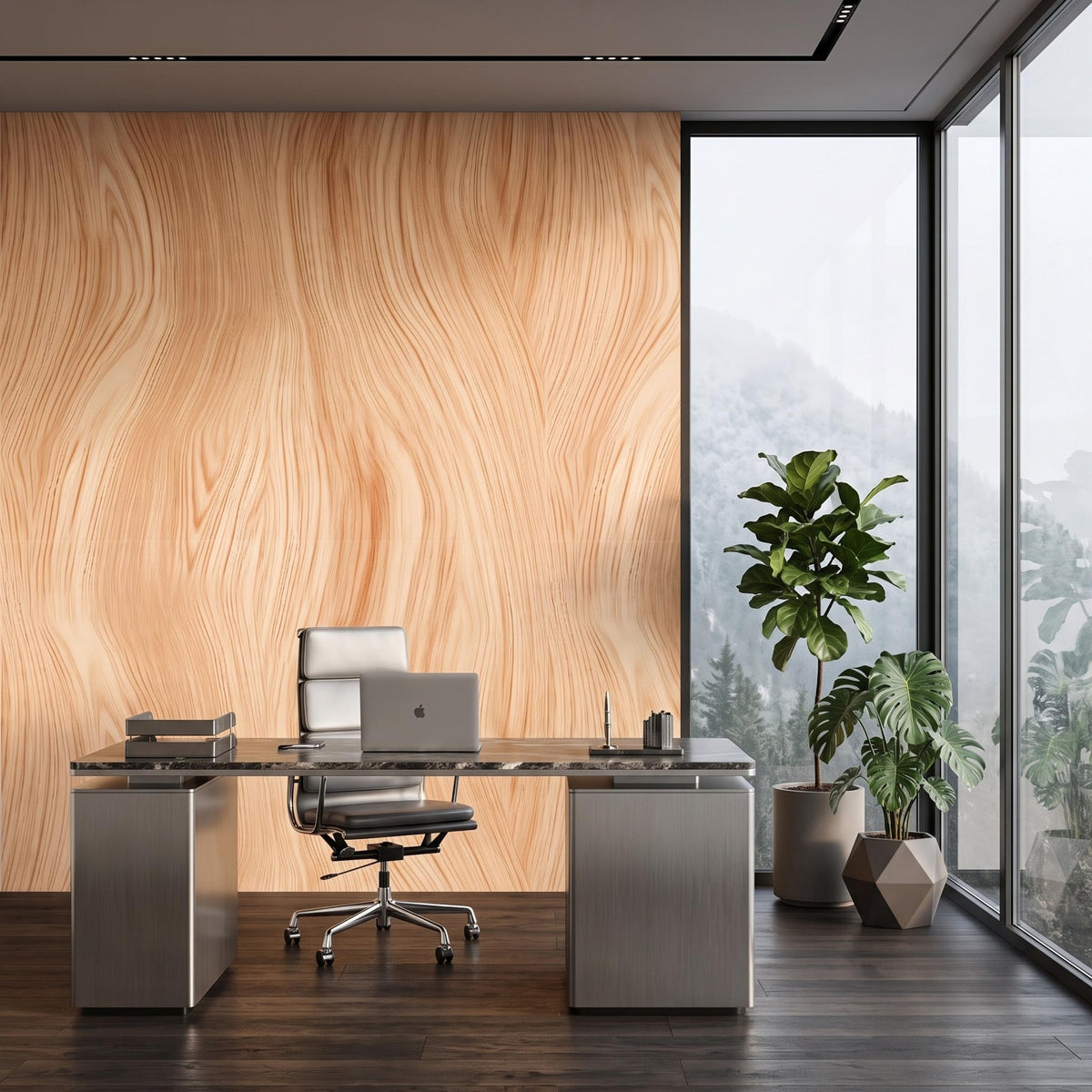 Natural Wood Grain Organic Wavy Wallpaper, Minimalist Japandi Wall Mural, Modern Scandinavian Home Decor, Neutral Texture Wall Art