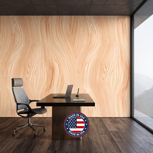 Natural Wood Grain Organic Wavy Wallpaper, Minimalist Japandi Wall Mural, Modern Scandinavian Home Decor, Neutral Texture Wall Art