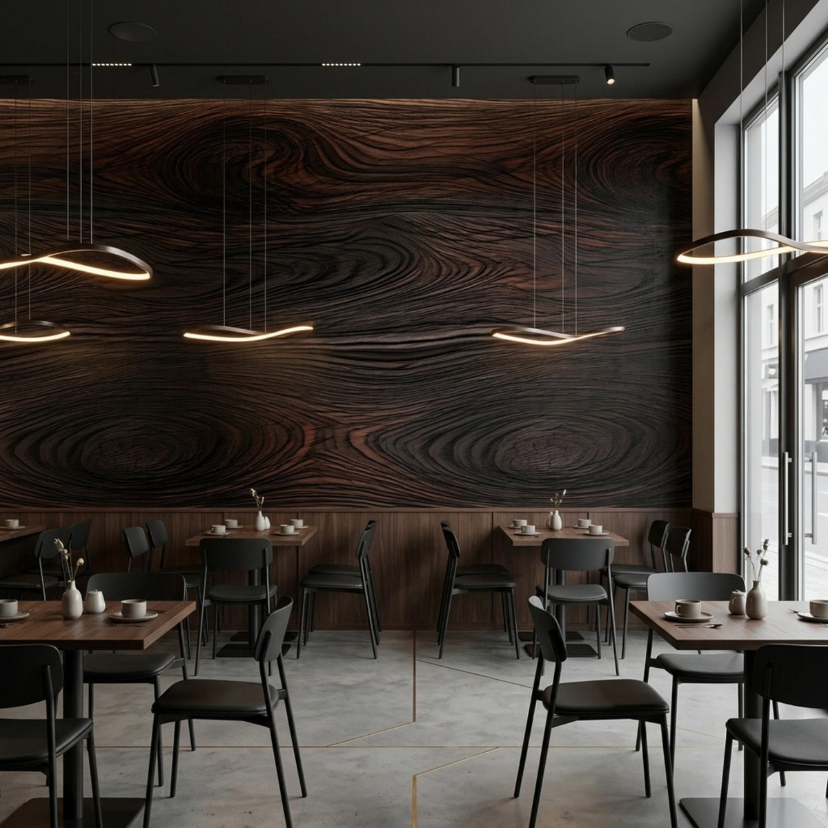 Dark Wood Grain Pattern Modern Peel and Stick Wallpaper, Sophisticated Office Decor, Dark Walnut Wood Wall Mural, Luxury Accent Wall