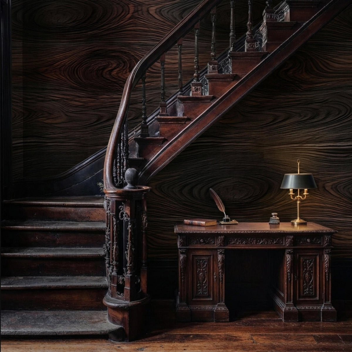 Dark Wood Grain Pattern Modern Peel and Stick Wallpaper, Sophisticated Office Decor, Dark Walnut Wood Wall Mural, Luxury Accent Wall