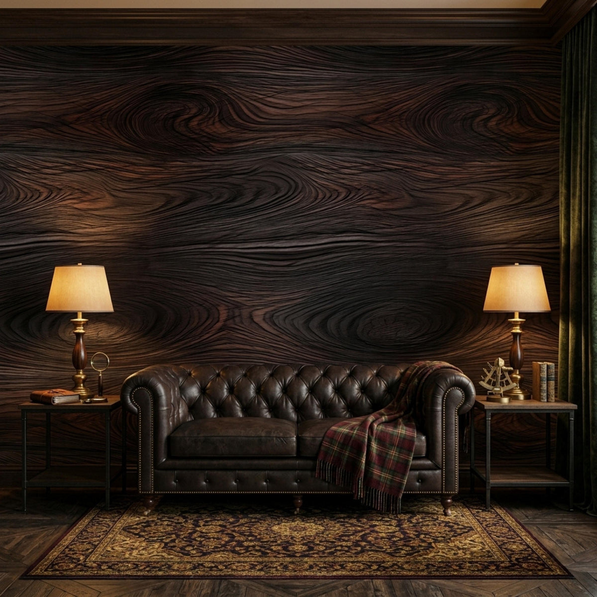 Dark Wood Grain Pattern Modern Peel and Stick Wallpaper, Sophisticated Office Decor, Dark Walnut Wood Wall Mural, Luxury Accent Wall
