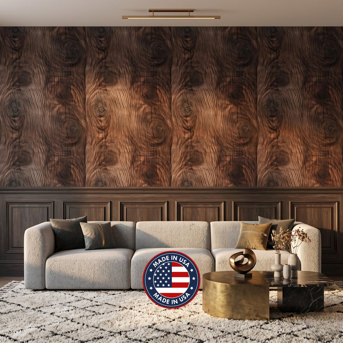 Rustic Dark Wood Grain Wallpaper Mural, Walnut Texture Wall Decor, Modern Farmhouse Cabin Aesthetic, Masculine Office Accent Wall