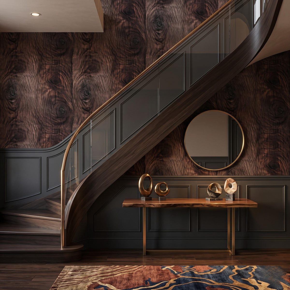 Rustic Dark Wood Grain Wallpaper Mural, Walnut Texture Wall Decor, Modern Farmhouse Cabin Aesthetic, Masculine Office Accent Wall