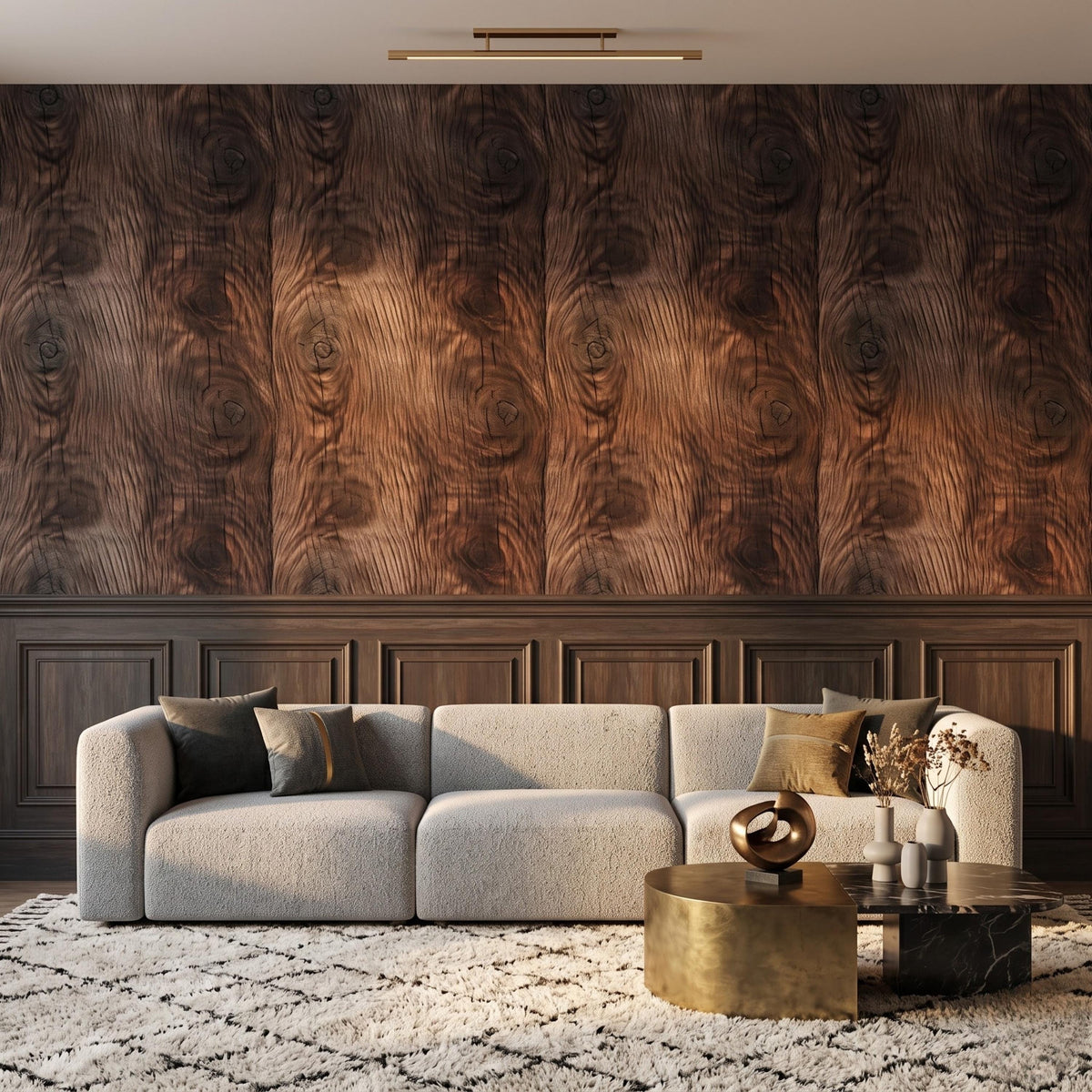 Rustic Dark Wood Grain Wallpaper Mural, Walnut Texture Wall Decor, Modern Farmhouse Cabin Aesthetic, Masculine Office Accent Wall