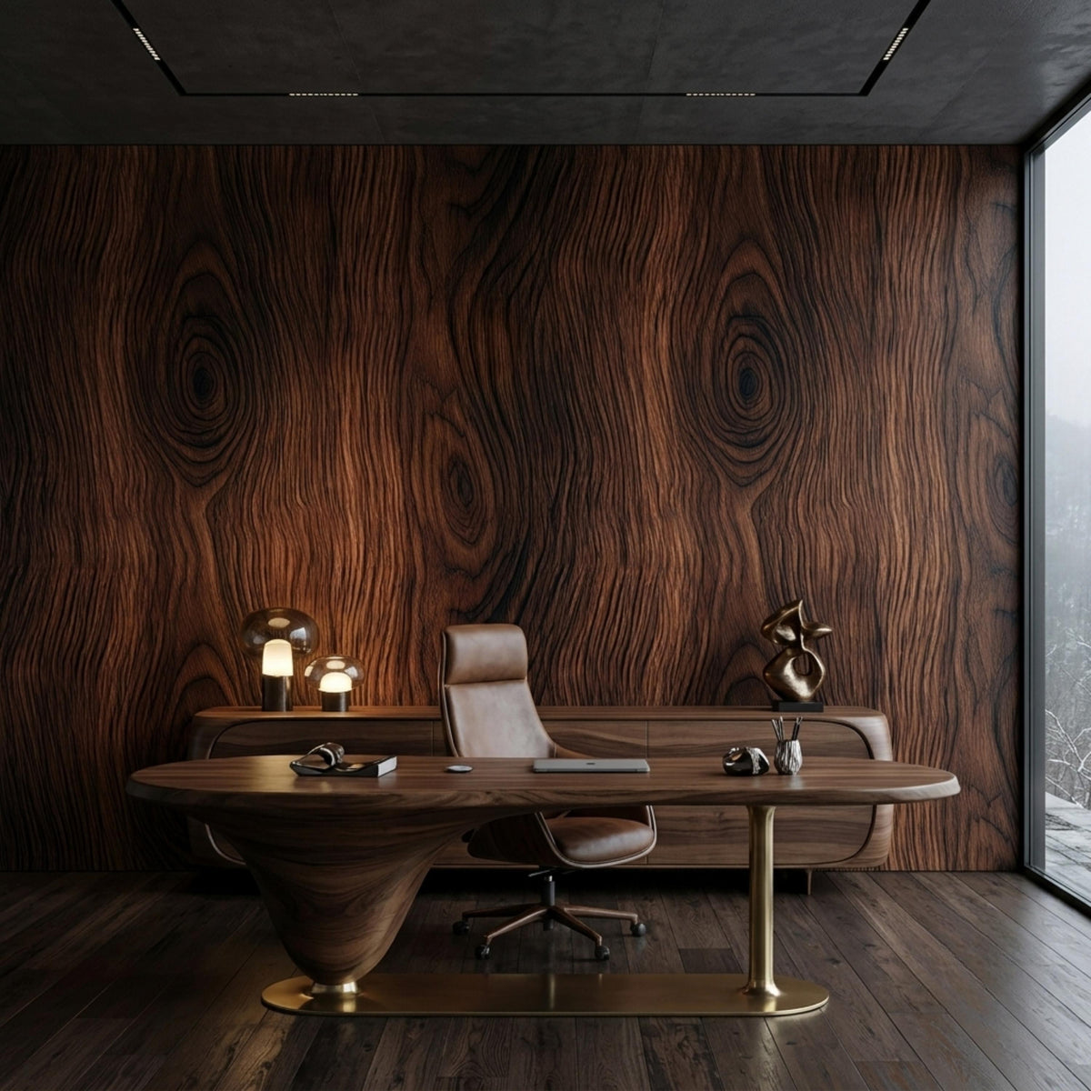Rustic Brown Wood Grain Wallpaper Mural, Modern Cabin Wall Decor, Organic Texture Office Accent, Farmhouse Faux Wood Look Peel and Stick